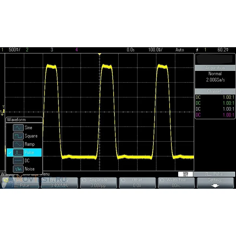 Опция: встроенный генератор сигналов Keysight DSOX2WAVEGEN