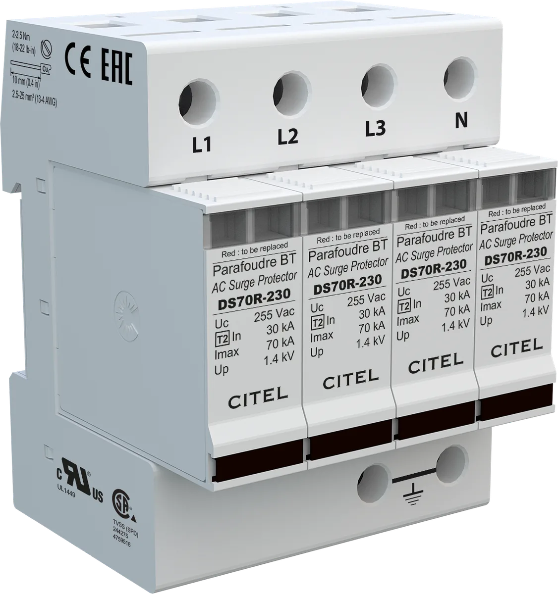 Устройство защиты от импульсных перенапряжений Citel DS74R-230 (491502), тип 2