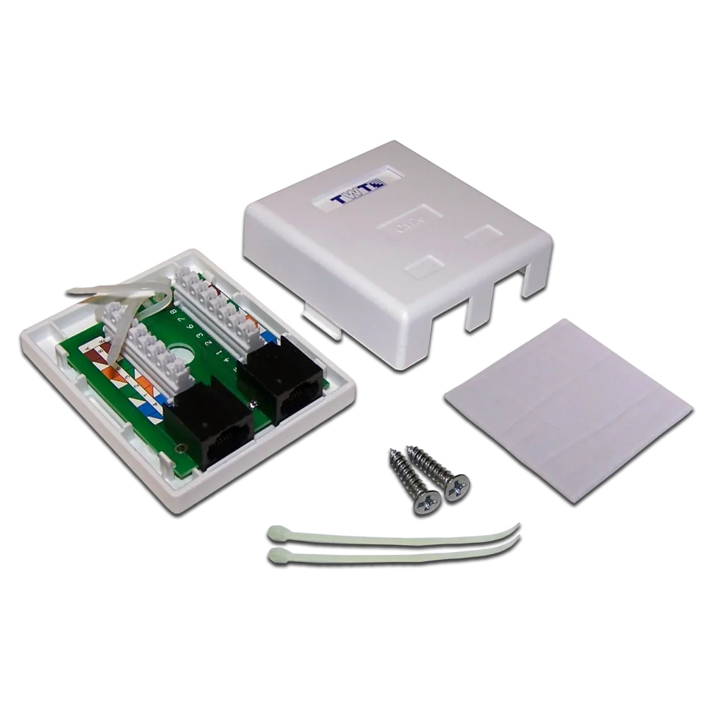 Настенная розетка LANMASTER 2 порта RJ-45 категории 6, UTP, белая