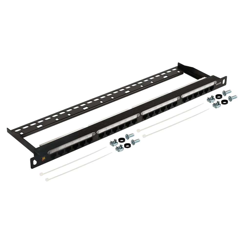 Патч-панель 19" компактная, неэкранированная, 24 порта RJ45, кат.6A, 0.5U LANMASTER